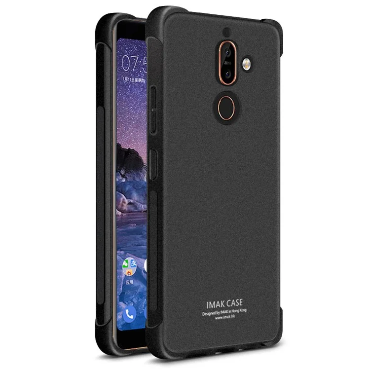 IMAK for Nokia 7 plus Skin Feel Anti-drop TPU Cover + Explosion-proof Screen Film - Matte Black
