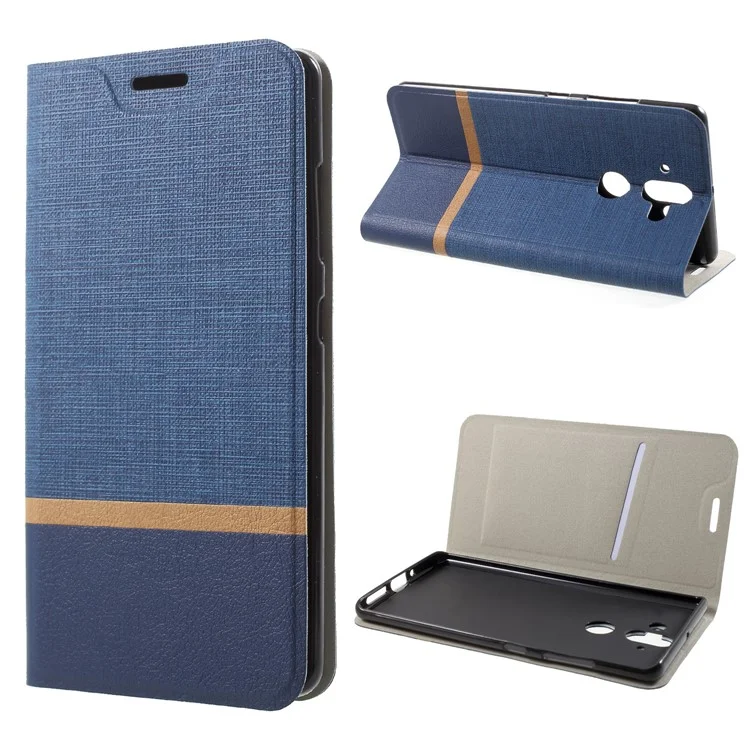 Cross Texture PU Leather Mobile Phone Case with Stand for Nokia 8 Sirocco - Blue