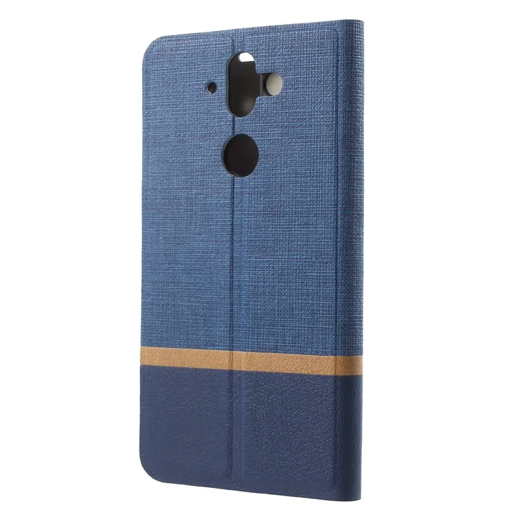 Cross Texture PU Leather Mobile Phone Case with Stand for Nokia 8 Sirocco - Blue