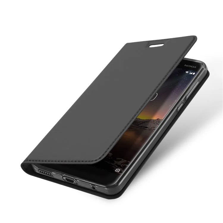 DUX DUCIS Skin Pro Series Flip Leather Stand Mobile Case for Nokia 6.1 (5.5-inch) - Dark Grey