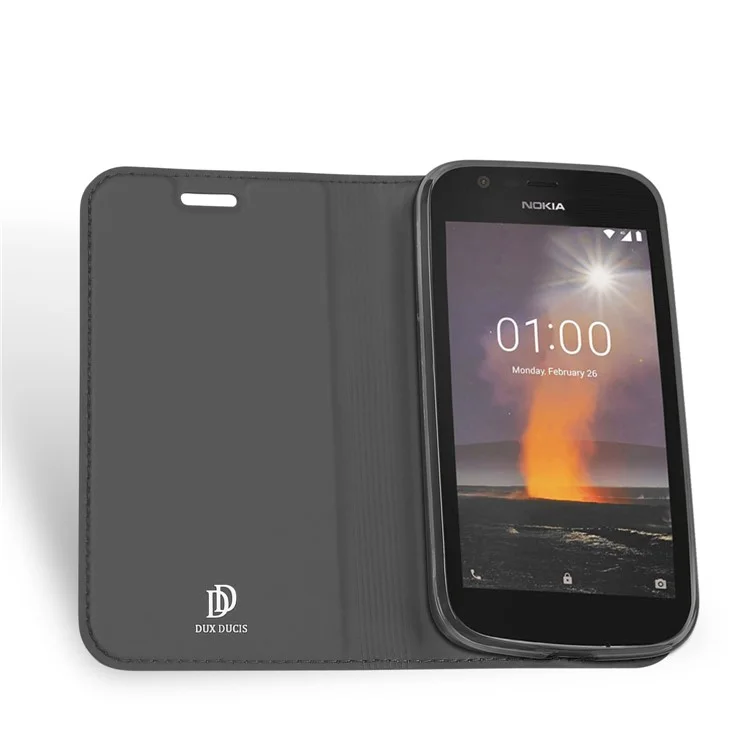 DUX DUCIS Skin Pro Series Flip Leather Stand Phone Case for Nokia 1 - Dark Grey
