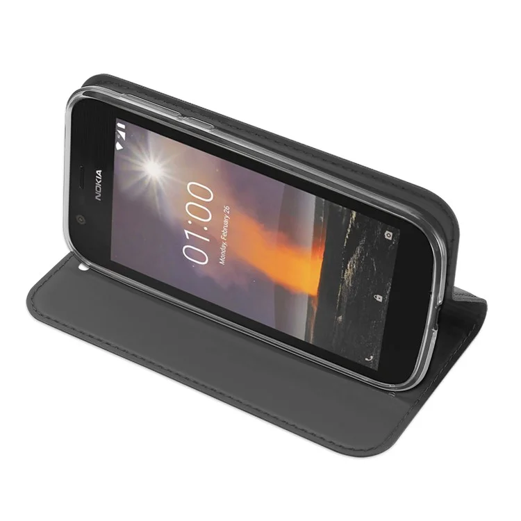 DUX DUCIS Skin Pro Series Flip Leather Stand Phone Case for Nokia 1 - Dark Grey