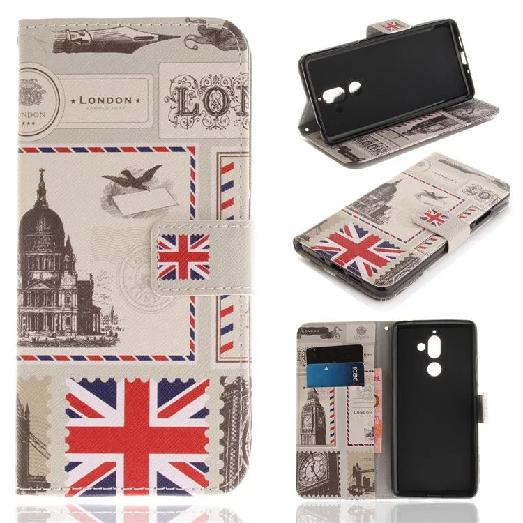 Pattern Printing Wallet Stand PU Leather Cover for Nokia 7 plus - UK Flag
