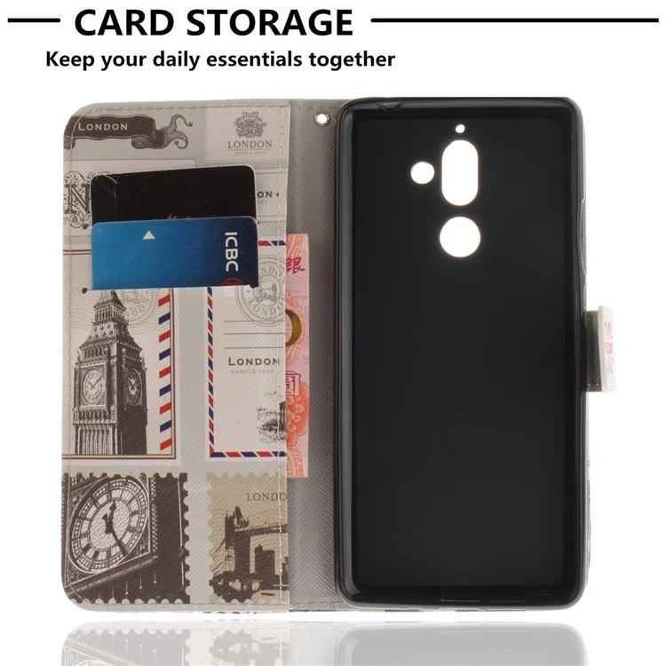 Pattern Printing Wallet Stand PU Leather Cover for Nokia 7 plus - UK Flag