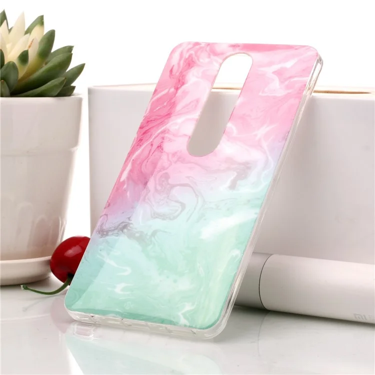 Marble Pattern IMD TPU Phone Case for Nokia 6.1 (5.5-inch) - Pink / Green