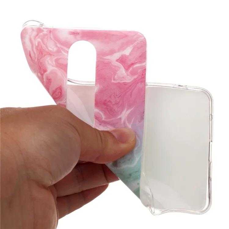Marble Pattern IMD TPU Phone Case for Nokia 6.1 (5.5-inch) - Pink / Green