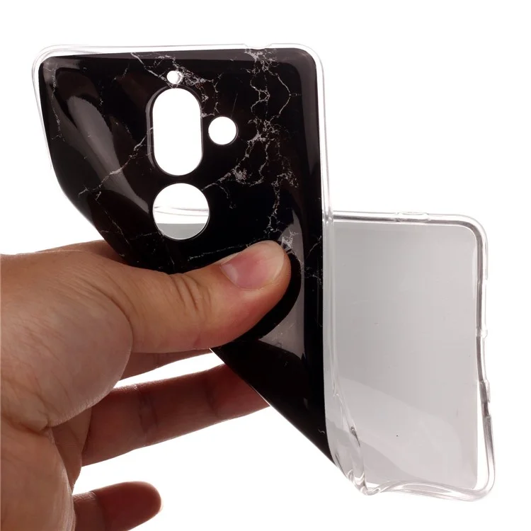 Marble Pattern IMD TPU Case for Nokia 7 plus - Black