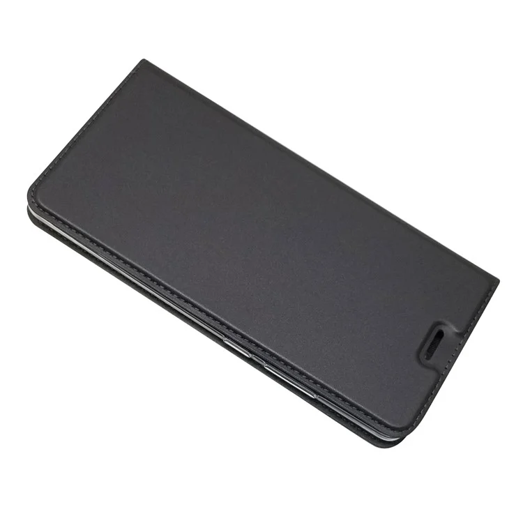 Auto-absorbed Stand Leather Card Holder Phone Case for Nokia 7 plus - Black