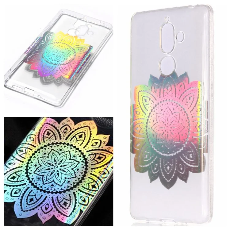 Colorful Laser Carving Patterned TPU Case for Nokia 7 plus - Blossom Flower