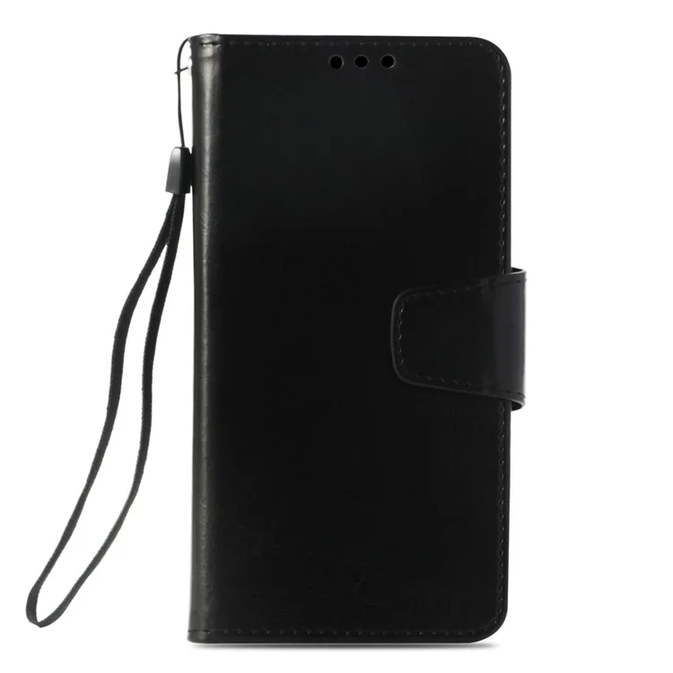 Vintage Oil Buffed Leather Wallet Case for Nokia 6.1 (5.5-inch) - Black