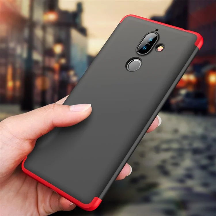 GKK Detachable 3-piece Matte Hard Case for Nokia 7 plus - Black / Red
