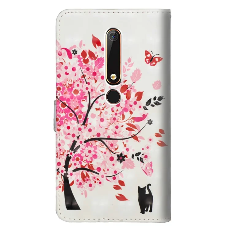 Pattern Printing Wallet Leather Stand Mobile Case for Nokia 6.1 (5.5-inch) - Flowered Tree