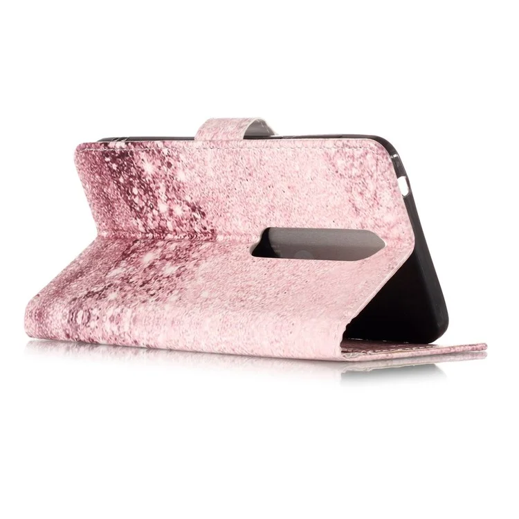 For Nokia 6.1 (5.5-inch) Pattern Printing Leather Wallet Case with Stand - Glittering Rose Gold