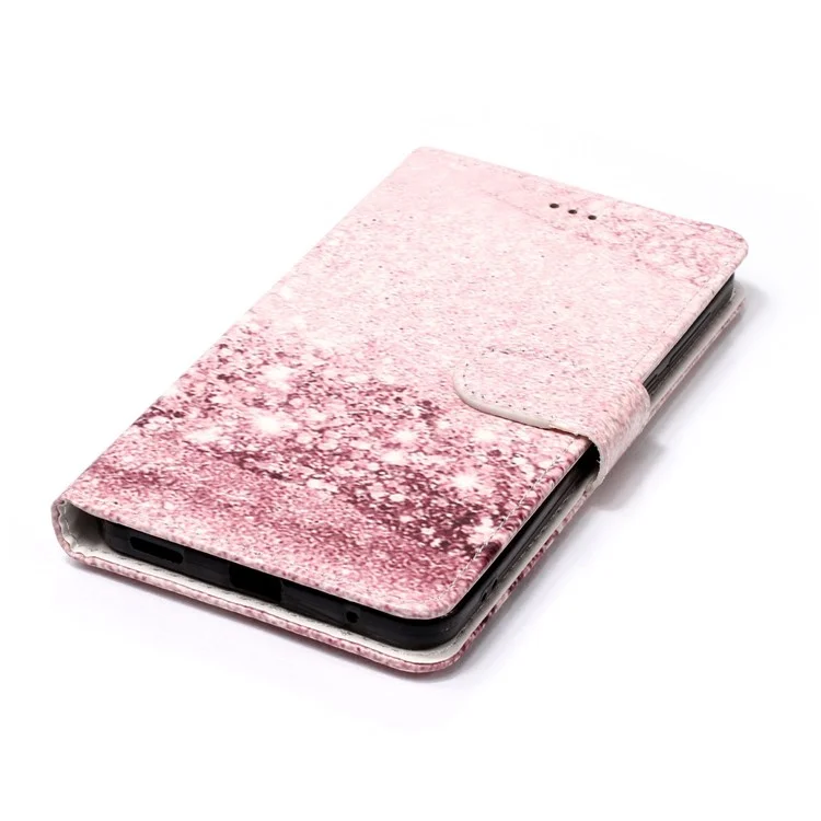 For Nokia 6.1 (5.5-inch) Pattern Printing Leather Wallet Case with Stand - Glittering Rose Gold