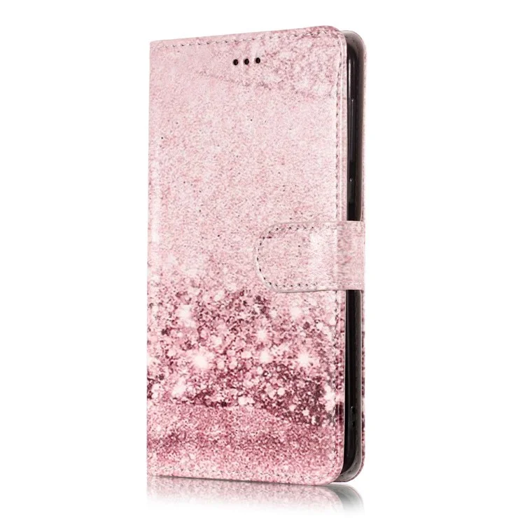 For Nokia 6.1 (5.5-inch) Pattern Printing Leather Wallet Case with Stand - Glittering Rose Gold