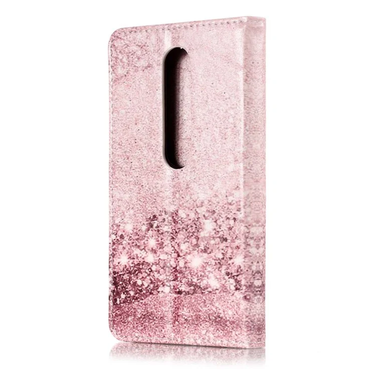 For Nokia 6.1 (5.5-inch) Pattern Printing Leather Wallet Case with Stand - Glittering Rose Gold