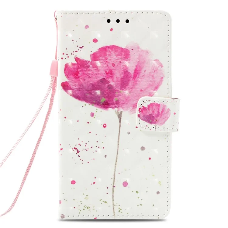 Pattern Printing Light Spot Decor PU Leather Magnetic Stand Cover for Nokia 7 plus - Pink Flower