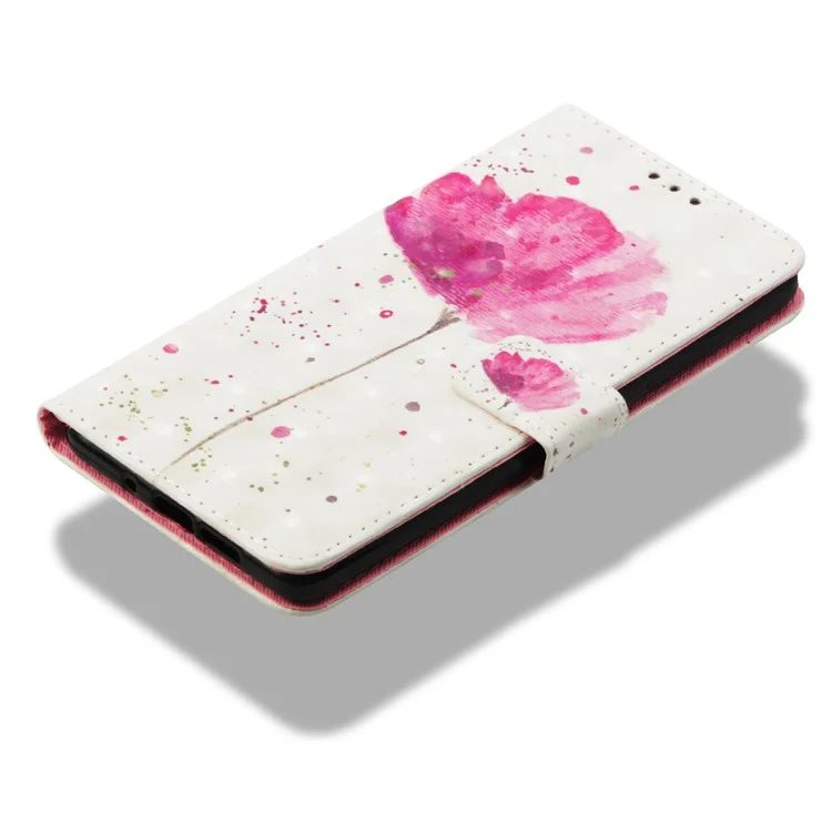 Pattern Printing Light Spot Decor PU Leather Magnetic Stand Cover for Nokia 7 plus - Pink Flower