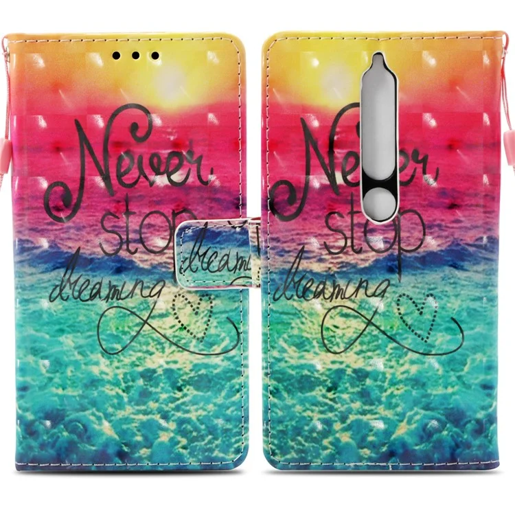 Pattern Printing Leather Wallet Cover for Nokia 6.1 (5.5-inch) - Never Stop Dreaming