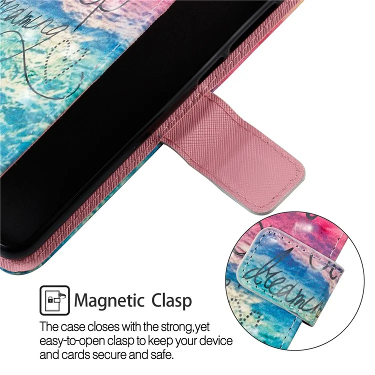 Pattern Printing Leather Wallet Cover for Nokia 6.1 (5.5-inch) - Never Stop Dreaming