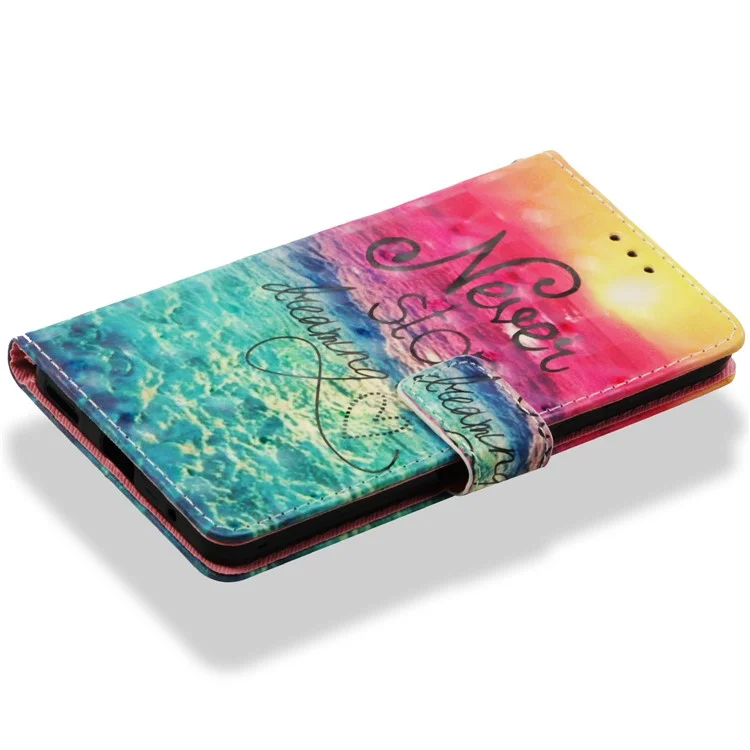 Pattern Printing Leather Wallet Cover for Nokia 6.1 (5.5-inch) - Never Stop Dreaming