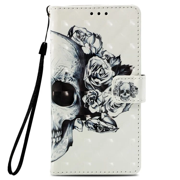 Pattern Printing Leather Wallet Shell Case for Nokia 6.1 (5.5-inch) - Cool Skull