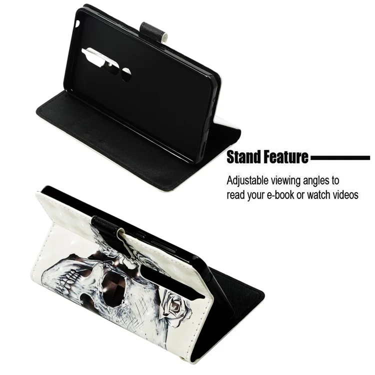 Pattern Printing Leather Wallet Shell Case for Nokia 6.1 (5.5-inch) - Cool Skull