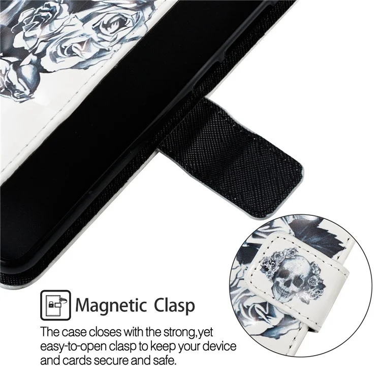 Pattern Printing Leather Wallet Shell Case for Nokia 6.1 (5.5-inch) - Cool Skull