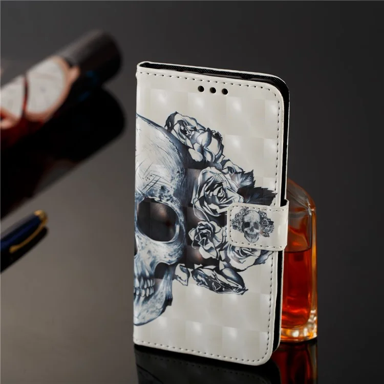 Pattern Printing Leather Wallet Shell Case for Nokia 6.1 (5.5-inch) - Cool Skull