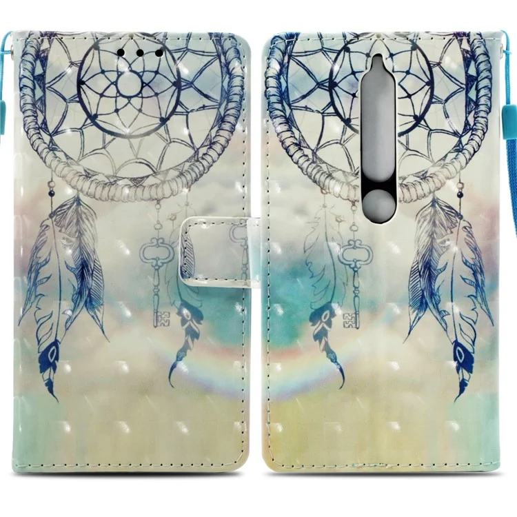 Pattern Printing Stand Leather Wallet Case for Nokia 6.1 (5.5-inch) - Feather Dream Catcher