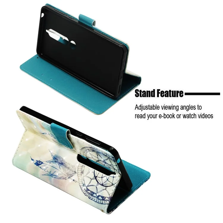Pattern Printing Stand Leather Wallet Case for Nokia 6.1 (5.5-inch) - Feather Dream Catcher