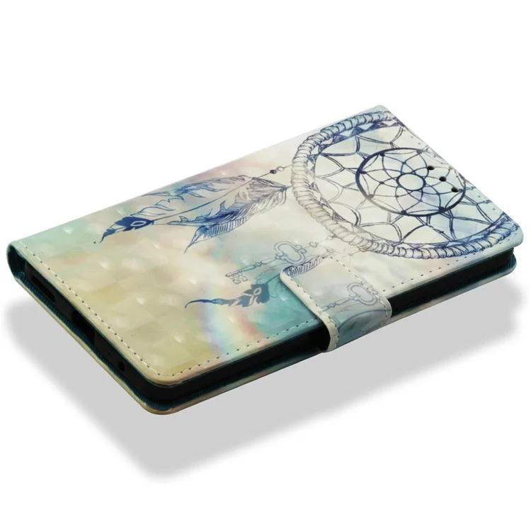 Pattern Printing Stand Leather Wallet Case for Nokia 6.1 (5.5-inch) - Feather Dream Catcher