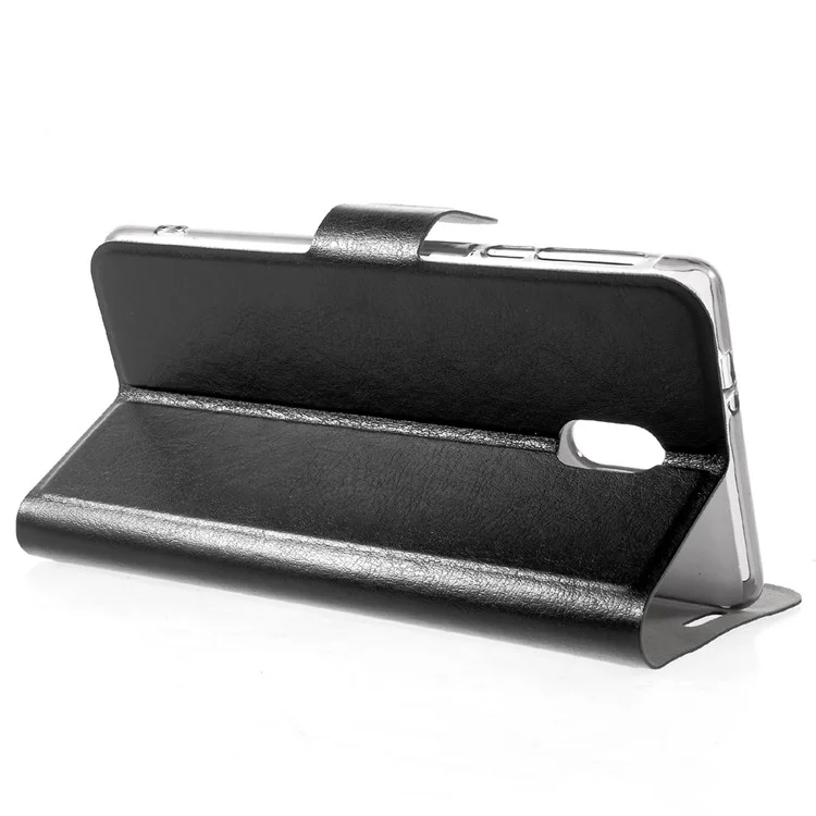Crazy Horse PU Leather Card Slot Case with Stand for Nokia 3 Built-in Steel Sheet - Black