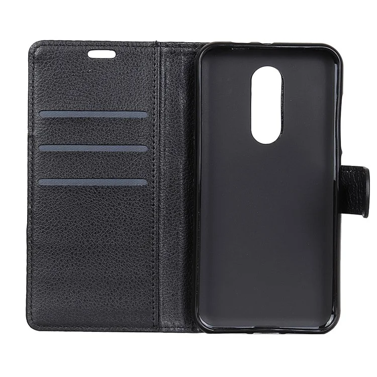 Litchi Texture Wallet Leather Mobile Phone Cover with Stand for Nokia 6.1 Plus / X6 (2018) - Black