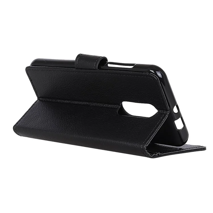 Litchi Texture Wallet Leather Mobile Phone Cover with Stand for Nokia 6.1 Plus / X6 (2018) - Black