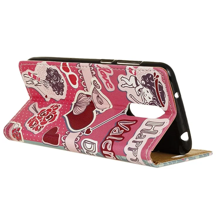 Pattern Printing Wallet Stand Leather Case for Nokia 6.1 Plus / Nokia X6 - Love Elements Pattern