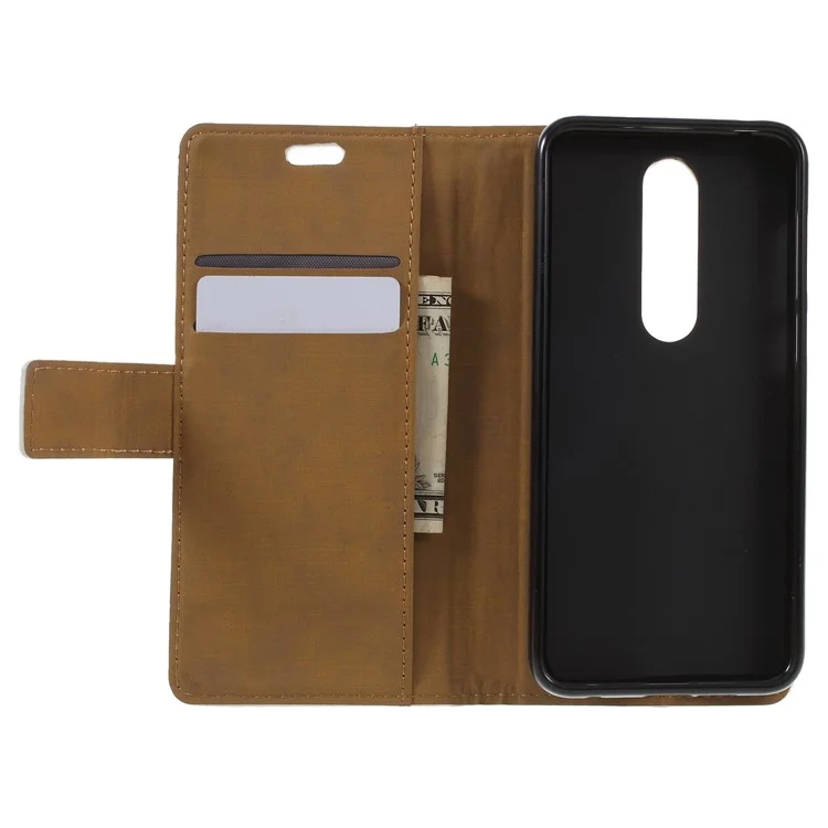 Tiger Pattern - Patterned Printing Magnetic Wallet Leather Stand Cover for Nokia 6.1 Plus / X6