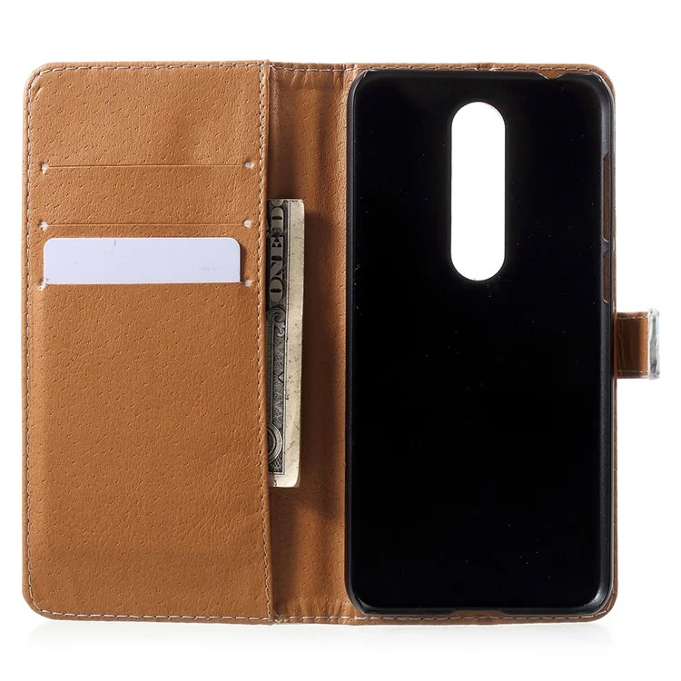 For Nokia 6.1 Plus / X6 Pattern Printing Wallet Stand Leather Case - Starry Night
