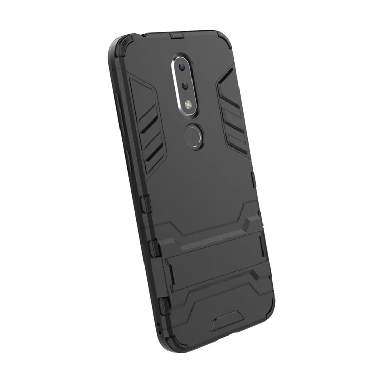 Cool Guard Plastic TPU Hybrid Case with Kickstand for Nokia 6.1 Plus / X6 - Black