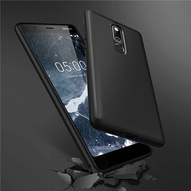 Twill Texture TPU Case for Nokia 5.1 - Black