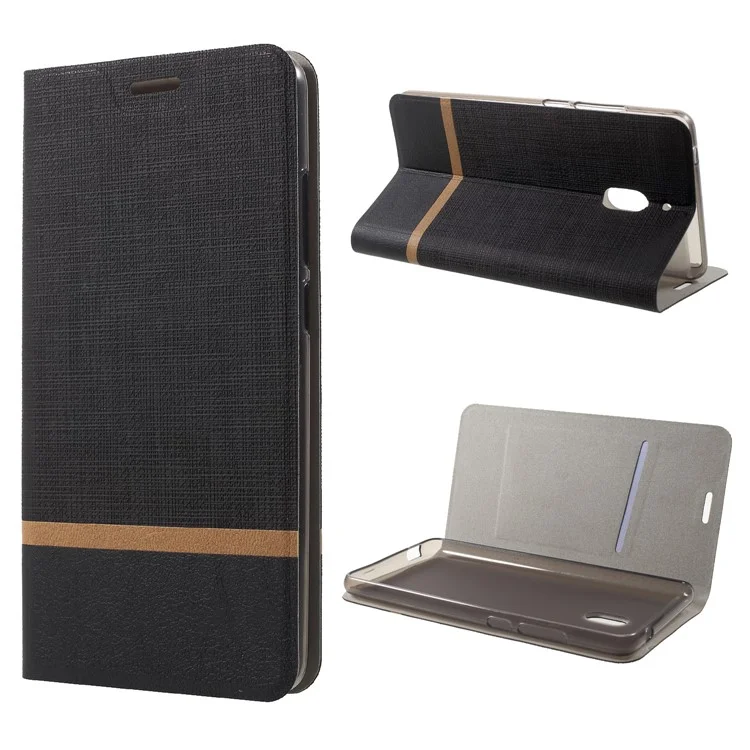 Cross Texture PU Leather Card Holder Phone Casing for Nokia 2.1 - Black