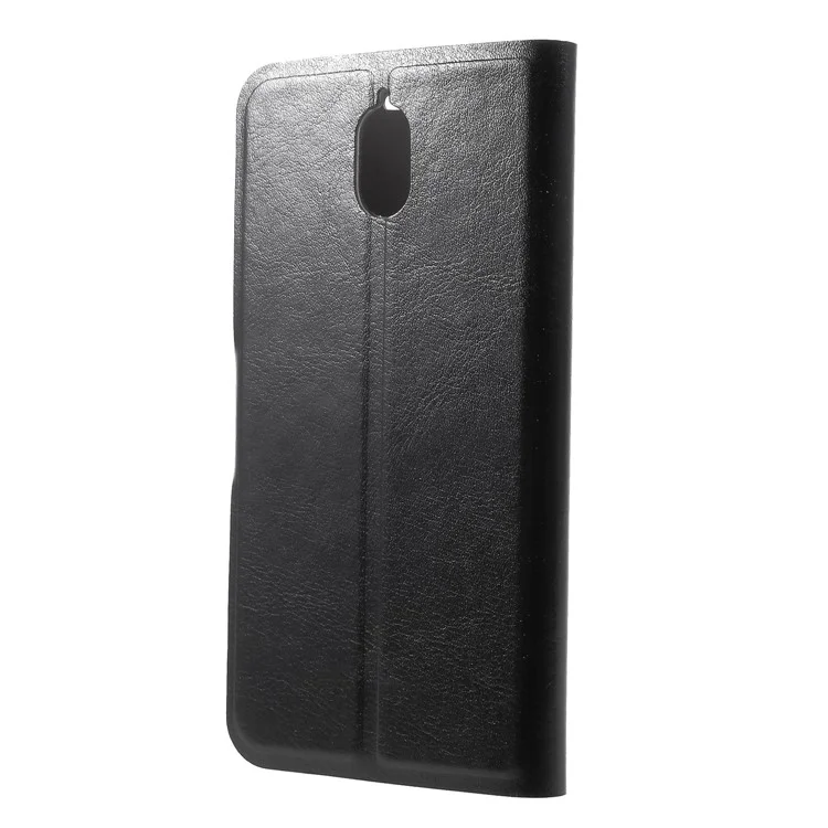 Crazy Horse Texture Stand Leather Card Holder Mobile Case for Nokia 3.1 (Built-in Steel Sheet) - Black
