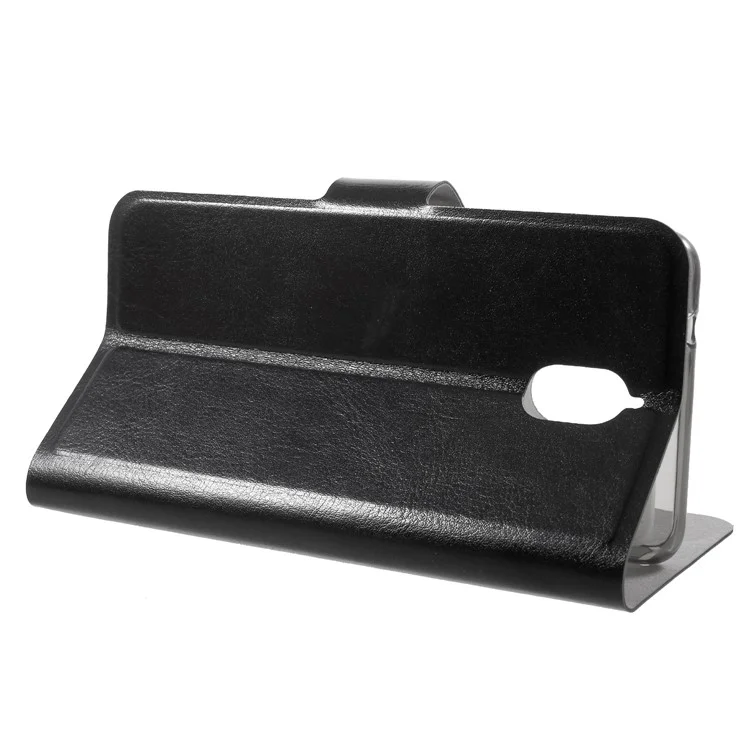Crazy Horse Texture Stand Leather Card Holder Mobile Case for Nokia 3.1 (Built-in Steel Sheet) - Black