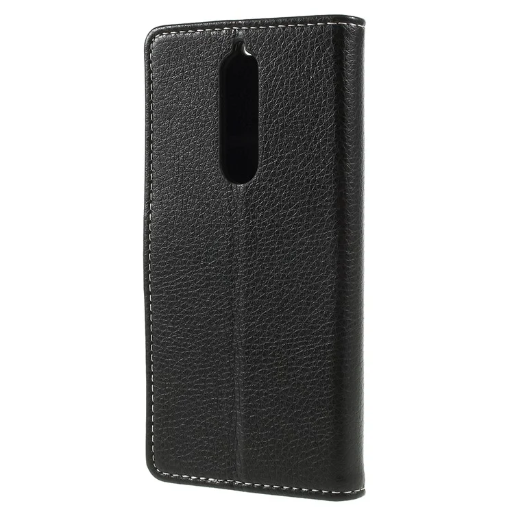 Litchi Skin PU Leather Protection Mobile Phone Shell for Nokia 5.1 - Black