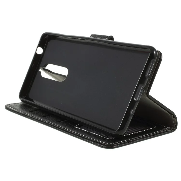 Litchi Skin PU Leather Protection Mobile Phone Shell for Nokia 5.1 - Black