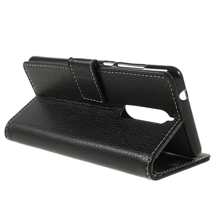 Litchi Skin PU Leather Protection Mobile Phone Shell for Nokia 5.1 - Black