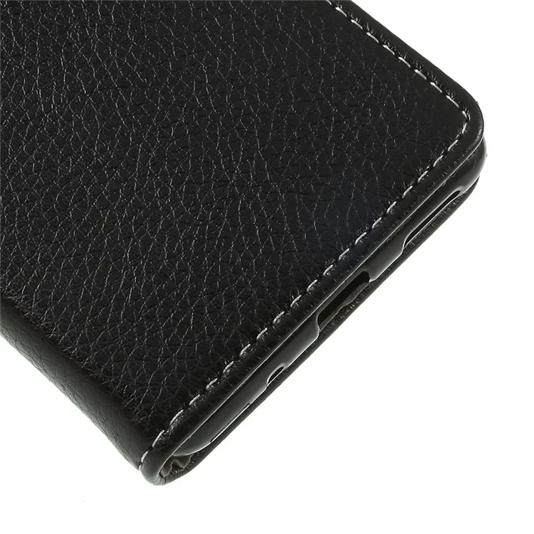 Litchi Skin PU Leather Protection Mobile Phone Shell for Nokia 5.1 - Black