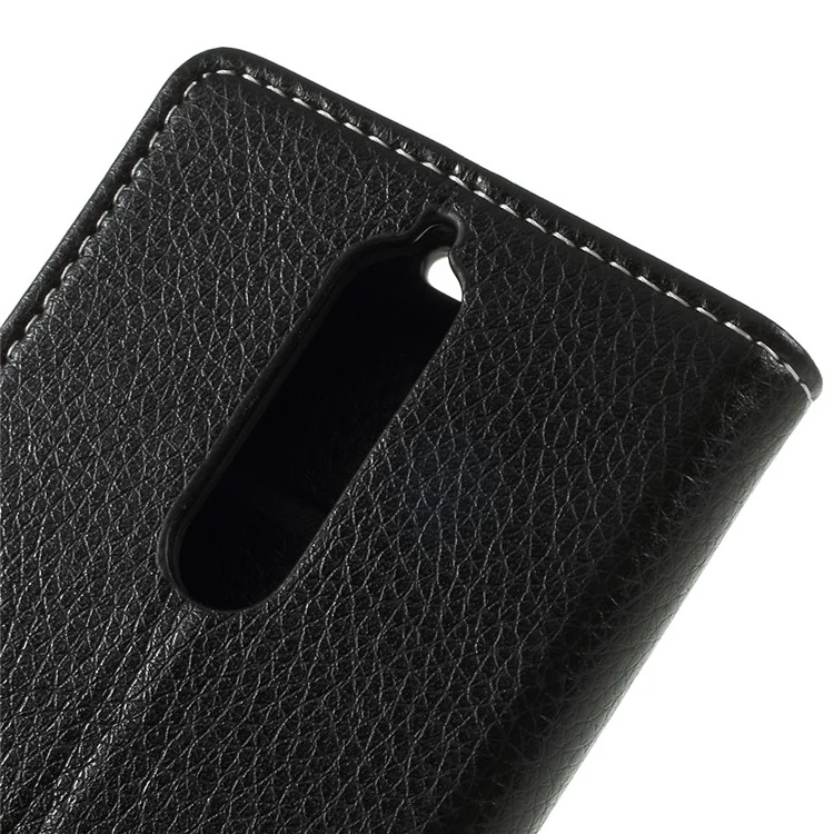Litchi Skin PU Leather Protection Mobile Phone Shell for Nokia 5.1 - Black
