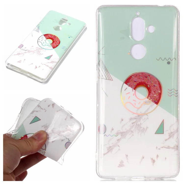 IMD Marble Pattern Plated TPU Back Case for Nokia 7 plus - Green / White