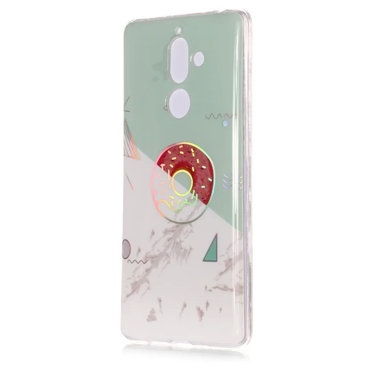 IMD Marble Pattern Plated TPU Back Case for Nokia 7 plus - Green / White